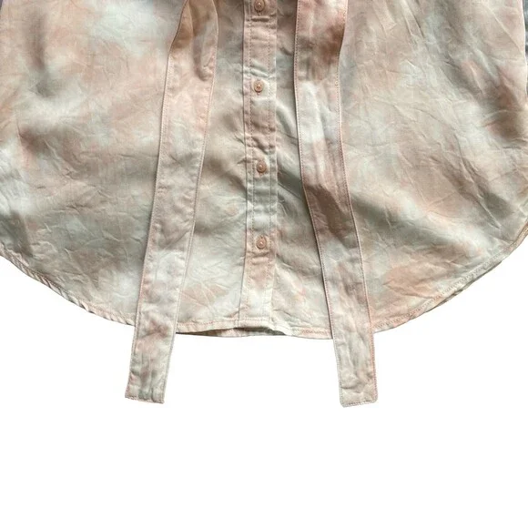 Guess Rose Bliss La Shonda Pink Tie Dye Button Down Belted Shirt Dress Size M - Picture 11 of 14